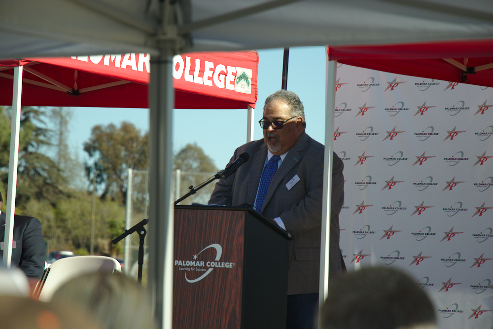 Vice President Roberto Rodriguez addresses the Palomar Community at the Groundbreaking Ceremony held on campus in San Marcos, Calif. on Oct. 18, 2022.