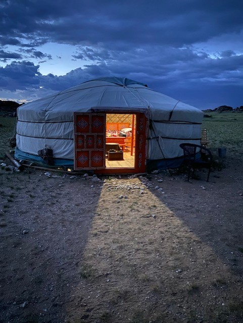 photo of a ger, a traditional Mongolian dwelling