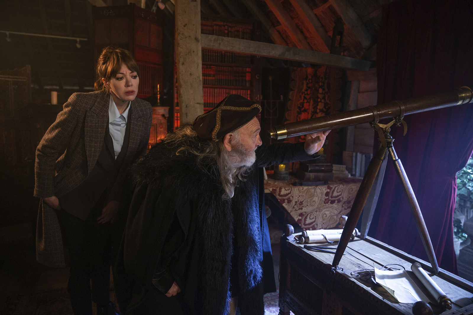 Philomena Cunk (Diane Morgan) surveys the history of the world in "Cunk on Earth." (Jonathan Browning/Netflix/TNS)