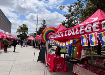 Tents decorated for pride at campus pride event