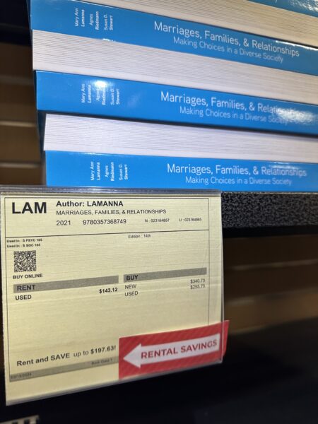 A "Marriage and Family" text book with a price range of $143 - $340