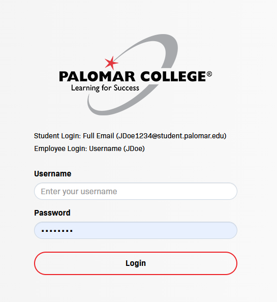 Image of the Single Sign On login page asking for your user name and password to login