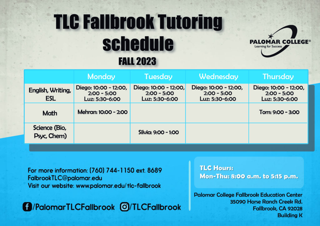 TLC Fallbrook schedule