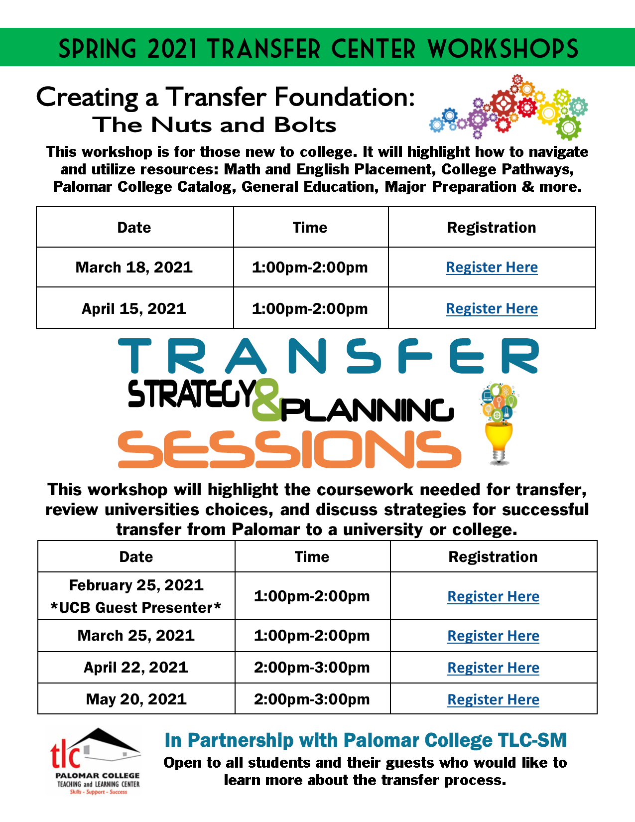 Creating a Transfer Foundation: The Nuts and Bolts Workshop Flyer