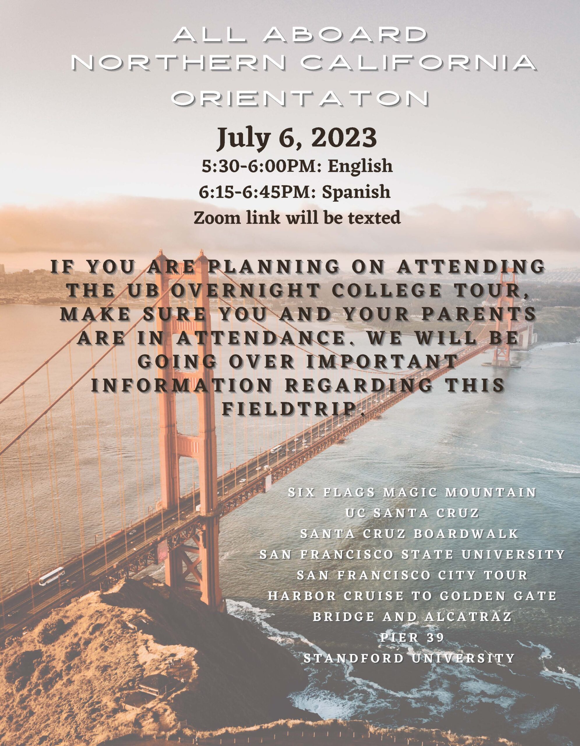 NorCal Excursion Orientation