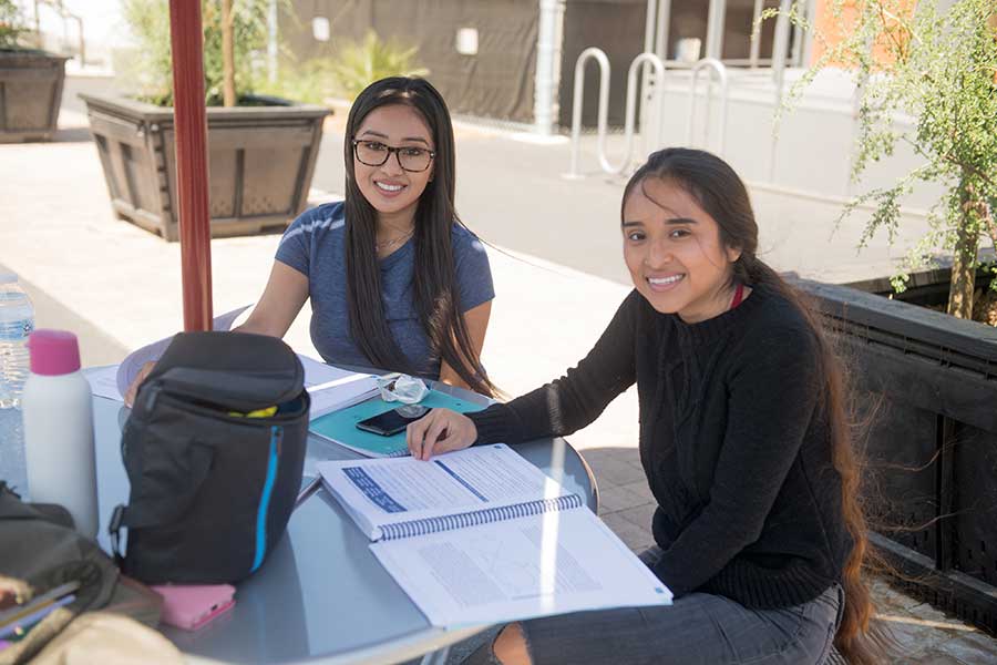 Two smiling students at the Fallbrook Education Center.